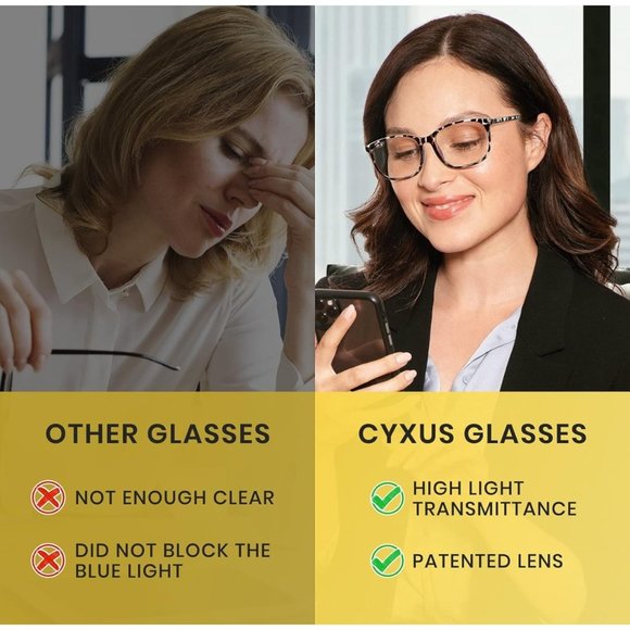 Cyxus Blue Light Blocking Glasses Women Men Computer Gaming Square Glasses UV400 - Picture 6 of 10